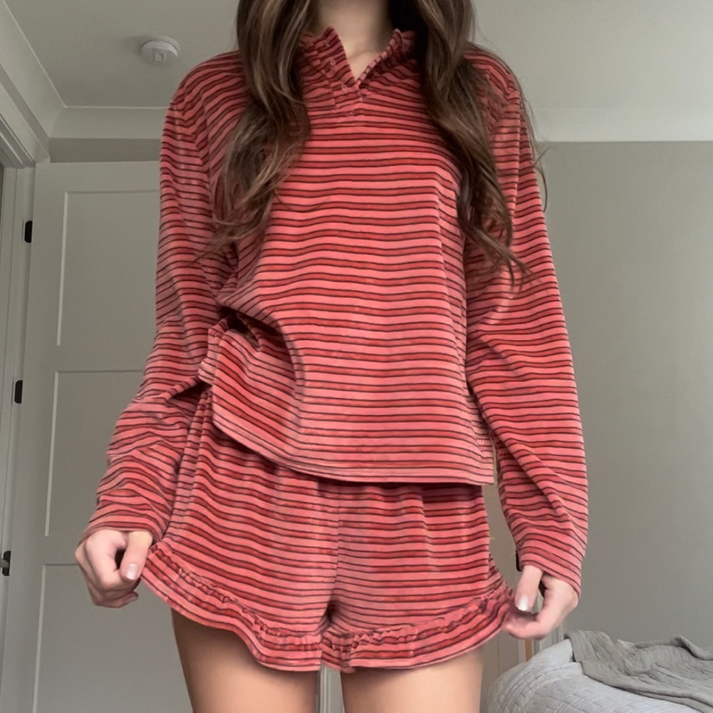 ASOS Coral Pink Striped Sleep Set - Picture 5 of 6